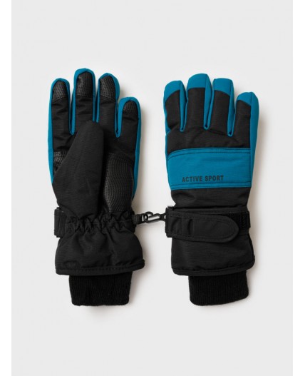 Перчатки текстильные для мальчиков черный,бирюзовый