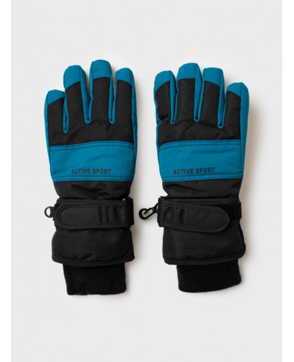 Перчатки текстильные для мальчиков черный,бирюзовый