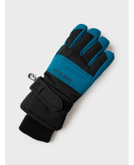 Перчатки текстильные для мальчиков черный,бирюзовый