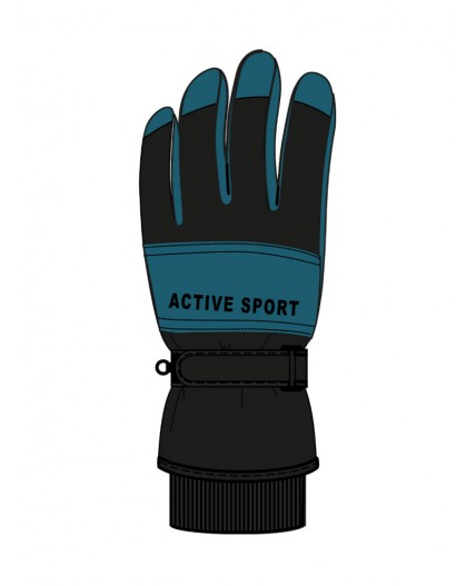 Перчатки текстильные для мальчиков черный,бирюзовый