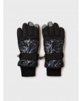 Перчатки текстильные для девочек черный,светоотражающий