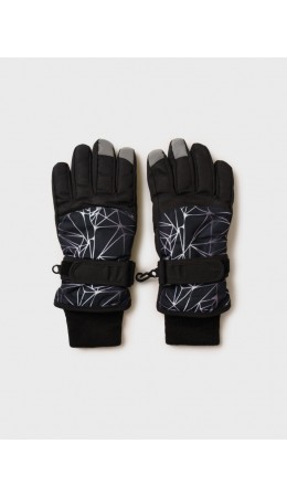 Перчатки текстильные для девочек черный,светоотражающий