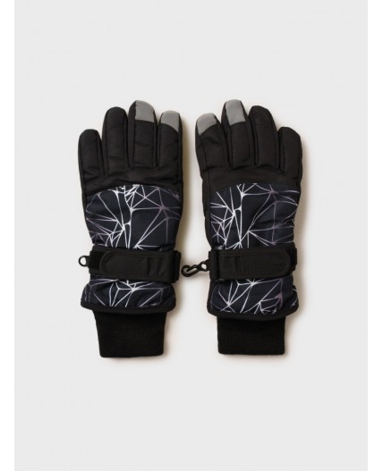 Перчатки текстильные для девочек черный,светоотражающий