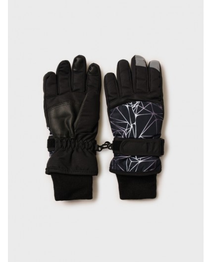 Перчатки текстильные для девочек черный,светоотражающий