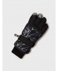Перчатки текстильные для девочек черный,светоотражающий