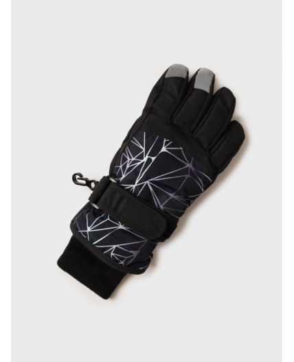 Перчатки текстильные для девочек черный,светоотражающий