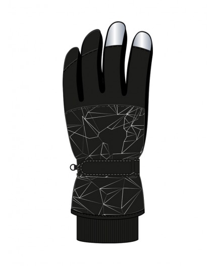 Перчатки текстильные для девочек черный,светоотражающий