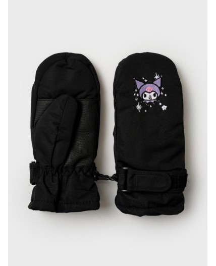 Варежки текстильные для девочек черный
