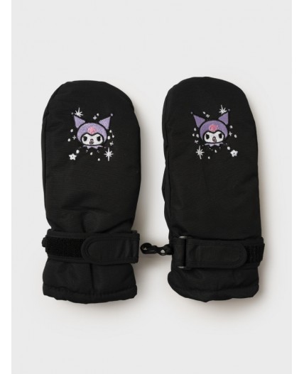 Варежки текстильные для девочек черный