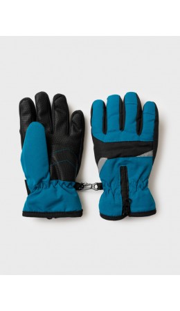 Перчатки текстильные для мальчиков черный,светоотражающий,бирюзовый