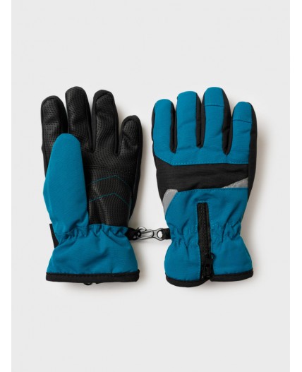 Перчатки текстильные для мальчиков черный,светоотражающий,бирюзовый