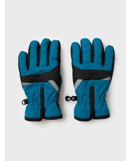 Перчатки текстильные для мальчиков черный,светоотражающий,бирюзовый