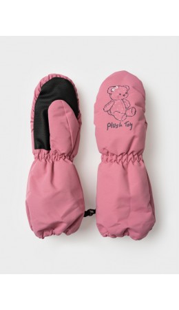 Варежки текстильные для девочек черный,розовый