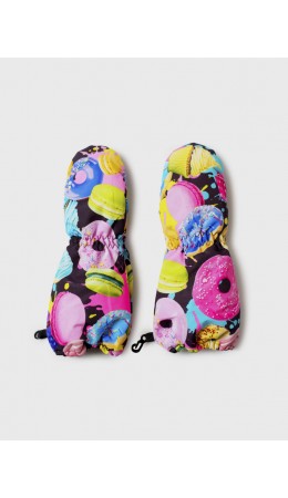 Варежки текстильные для девочек разноцветный