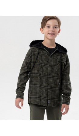 Рубашка текстильная с капюшоном из трикотажа для мальчиков хаки,черный