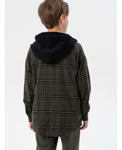 Рубашка текстильная с капюшоном из трикотажа для мальчиков хаки,черный