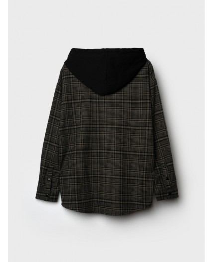 Рубашка текстильная с капюшоном из трикотажа для мальчиков хаки,черный