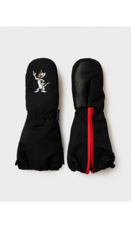 Варежки детские текстильные для мальчиков черный,красный