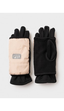 Комплект для девочек: митенки текстильные, перчатки трикотажные черный,золотой