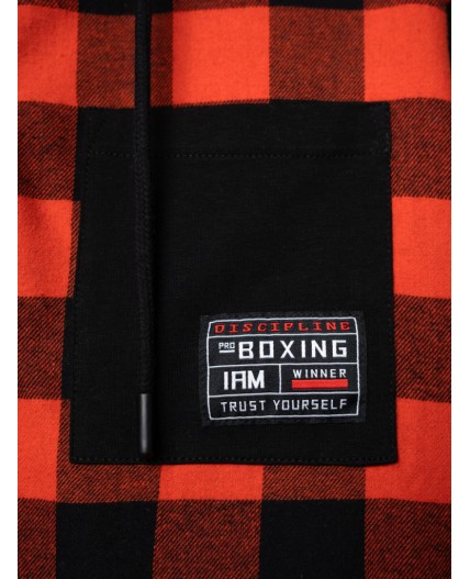 Рубашка текстильная с рукавами и капюшоном из трикотажа для мальчиков черный,красный