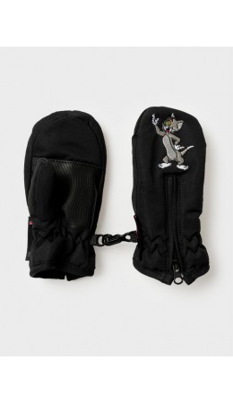 Варежки детские текстильные для мальчиков черный