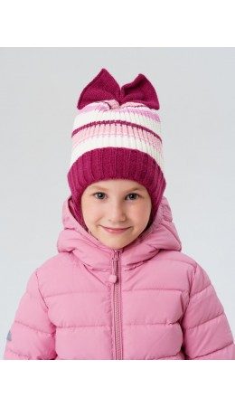 Шапка трикотажная для девочек разноцветный