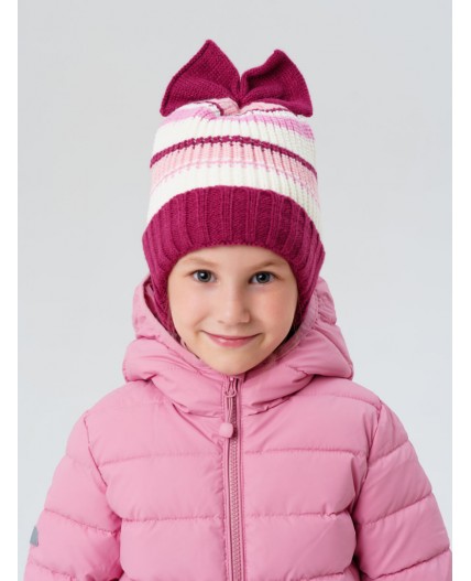 Шапка трикотажная для девочек разноцветный