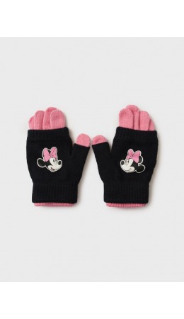 Комплект трикотажный для девочек: митенки, перчатки черный,розовый
