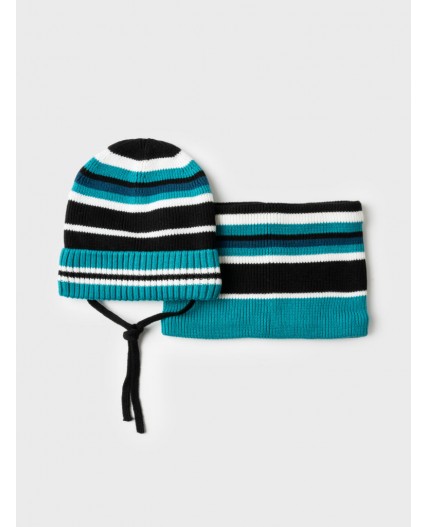 Комплект трикотажный для мальчиков: шапка, снуд разноцветный
