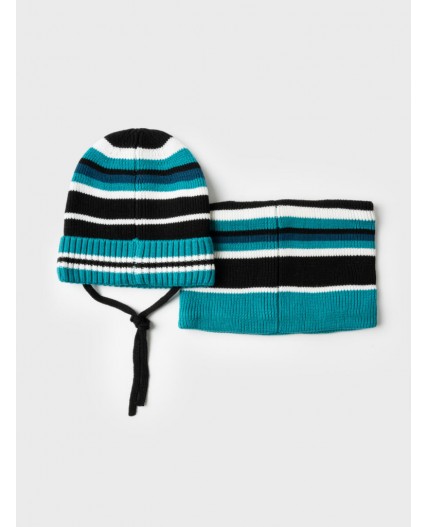 Комплект трикотажный для мальчиков: шапка, снуд разноцветный