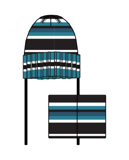 Комплект трикотажный для мальчиков: шапка, снуд разноцветный