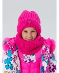 Комплект трикотажный для девочек: шапка, снуд розовый