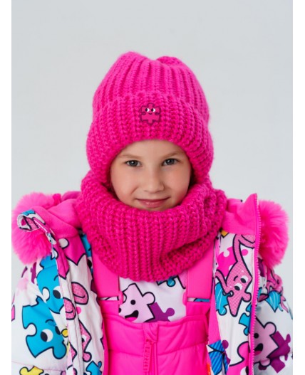 Комплект трикотажный для девочек: шапка, снуд розовый