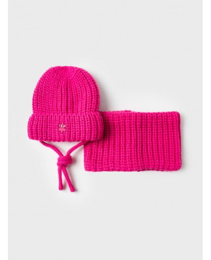 Комплект трикотажный для девочек: шапка, снуд розовый