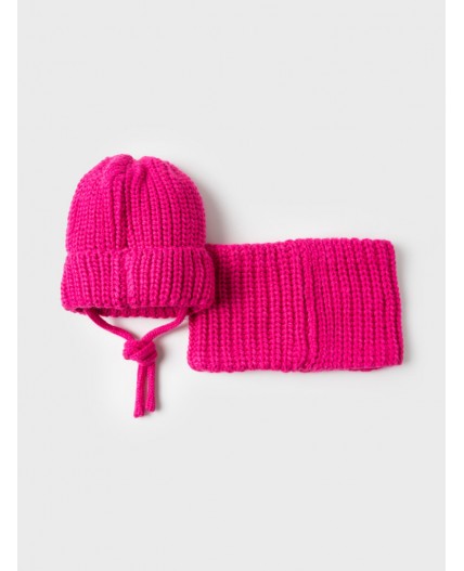 Комплект трикотажный для девочек: шапка, снуд розовый