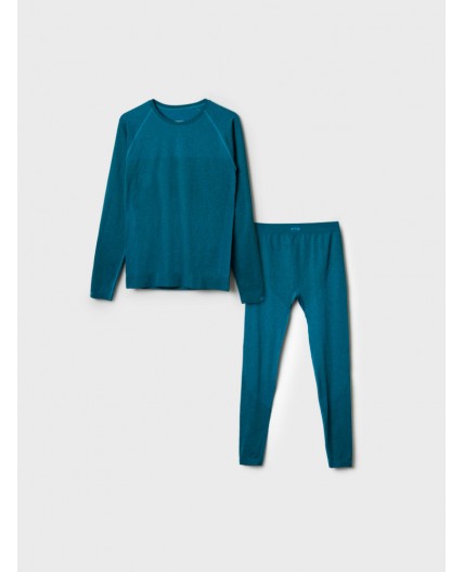 Термокомплект трикот. для мужчин: фуфайка (футболка) с длин. рук, брюки для эпизод. использования черный,бирюзовый