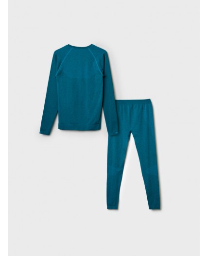 Термокомплект трикот. для мужчин: фуфайка (футболка) с длин. рук, брюки для эпизод. использования черный,бирюзовый