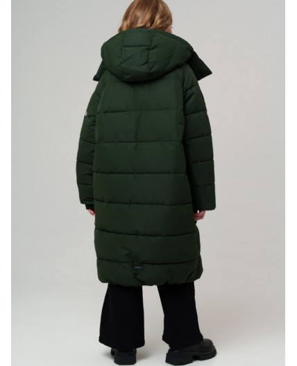 Пальто текстильное с полиуретановым покрытием для девочек темно-зеленый