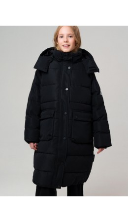 Пальто текстильное с полиуретановым покрытием для девочек черный