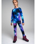 Термокомплект трикот. для девочек: фуфайка (футболка) с длин. рук, брюки для эпизод. использования разноцветный