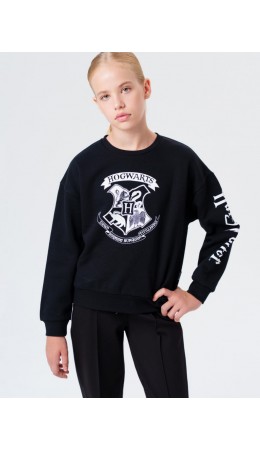 Толстовка трикотажная для девочек черный,белый