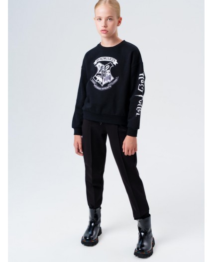 Толстовка трикотажная для девочек черный,белый