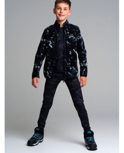 Куртка трикотажная для мальчиков черный,белый