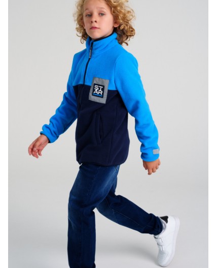 Куртка трикотажная для мальчиков голубой,тёмно-синий