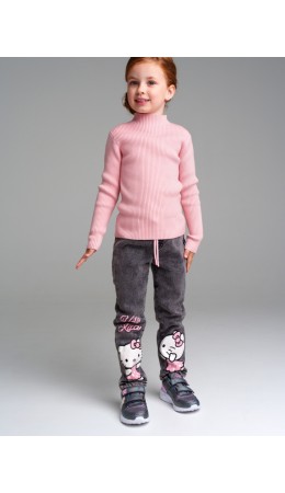 Брюки текстильные джинсовые утепленные флисом для девочек черный