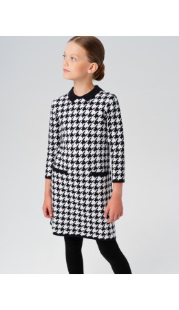 Платье трикотажное для девочек черный,белый