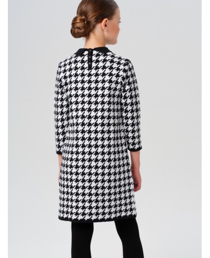 Платье трикотажное для девочек черный,белый