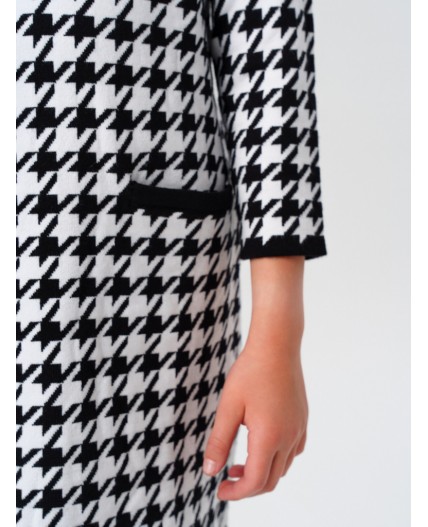 Платье трикотажное для девочек черный,белый