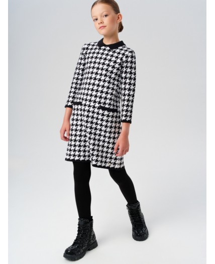 Платье трикотажное для девочек черный,белый