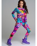 Термокомплект трикот. для девочек: фуфайка (футболка) с длин. рук, брюки для эпизод. использования разноцветный